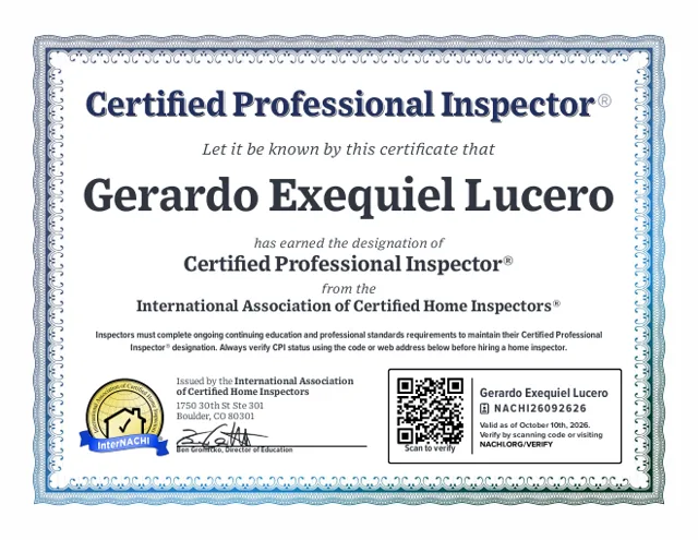 Certified Professional Inspector® certificate, Gerardo Lucero